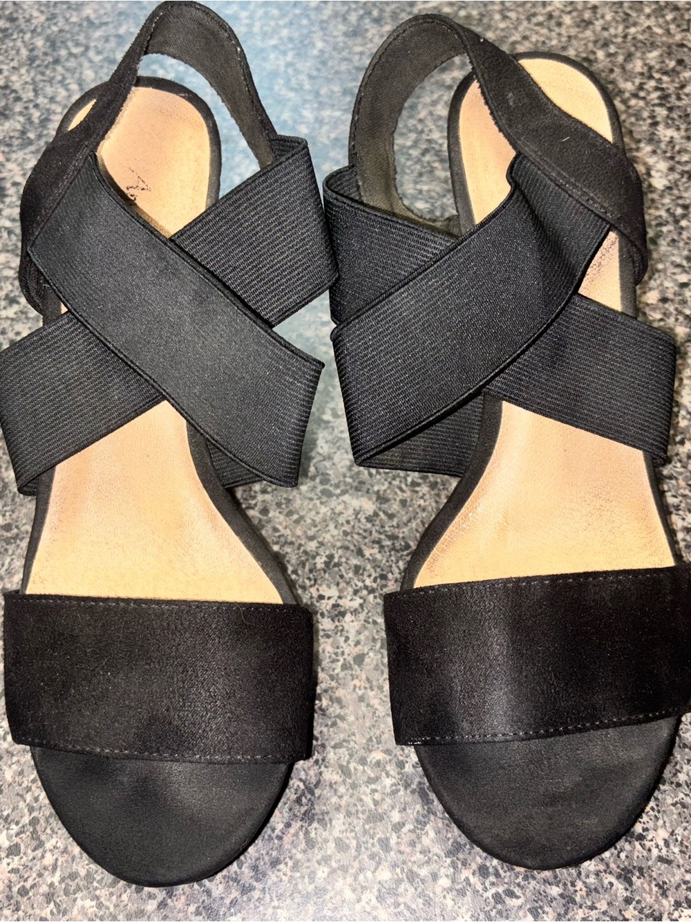 American Eagle Black Crisscross Wedges
